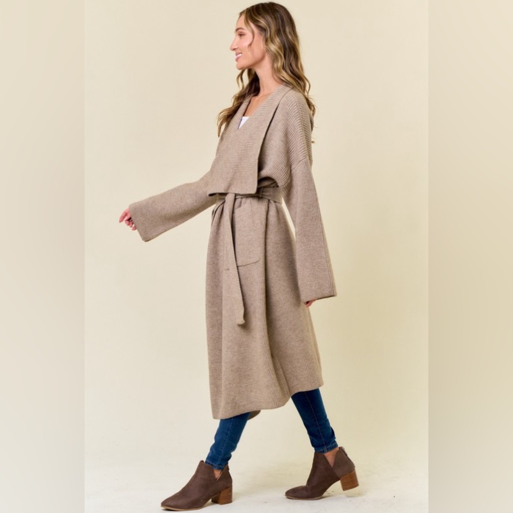 NEW- Ribbed Belted Sweater Cardigan Jacket by OnBlue - Picture 8 of 16